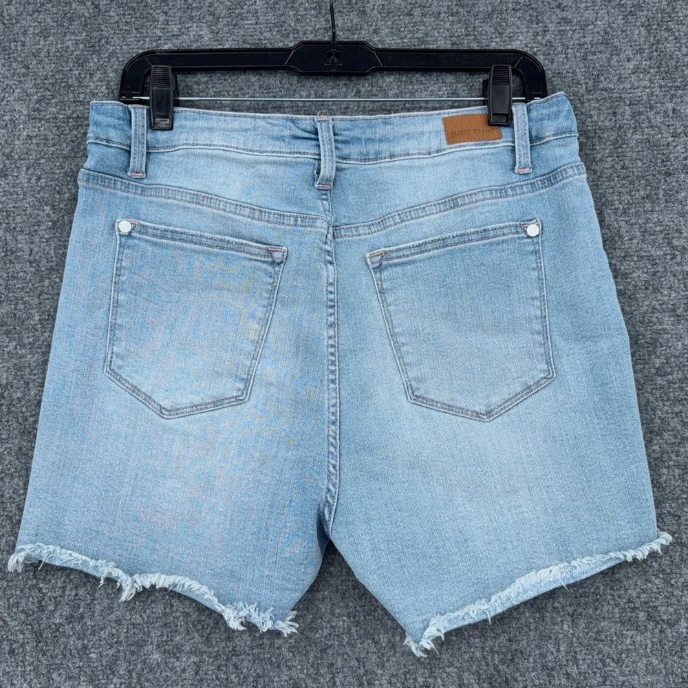 Judy Blue Braided Waistband Women Large Cotton Blend Light Wash Denim Shorts L - Picture 2 of 8